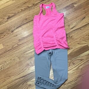 Athleta Pink Racerback Tank Top Sz XS and Athleta Gray Capri Sz XS. EUC